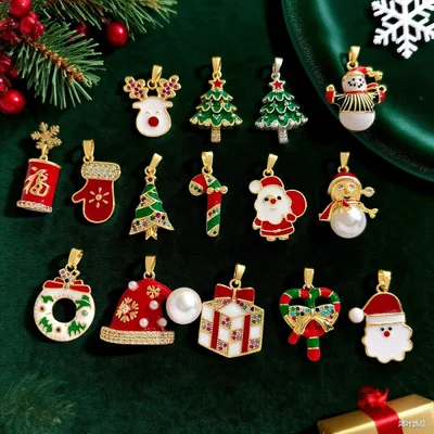 Christmas Santa Claus Enamel Charm Pendant 