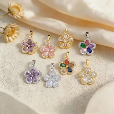 Color Flower Zircon Pendant