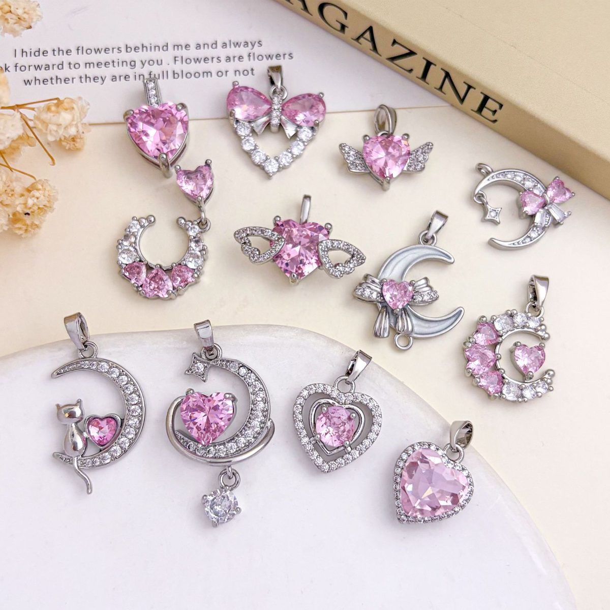 Valentine's Day Pink Heart Pendant Necklace