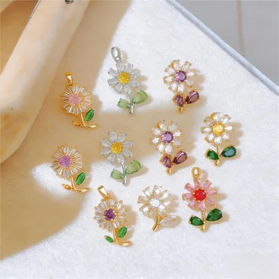 Sunflower Zircon DIY Charms