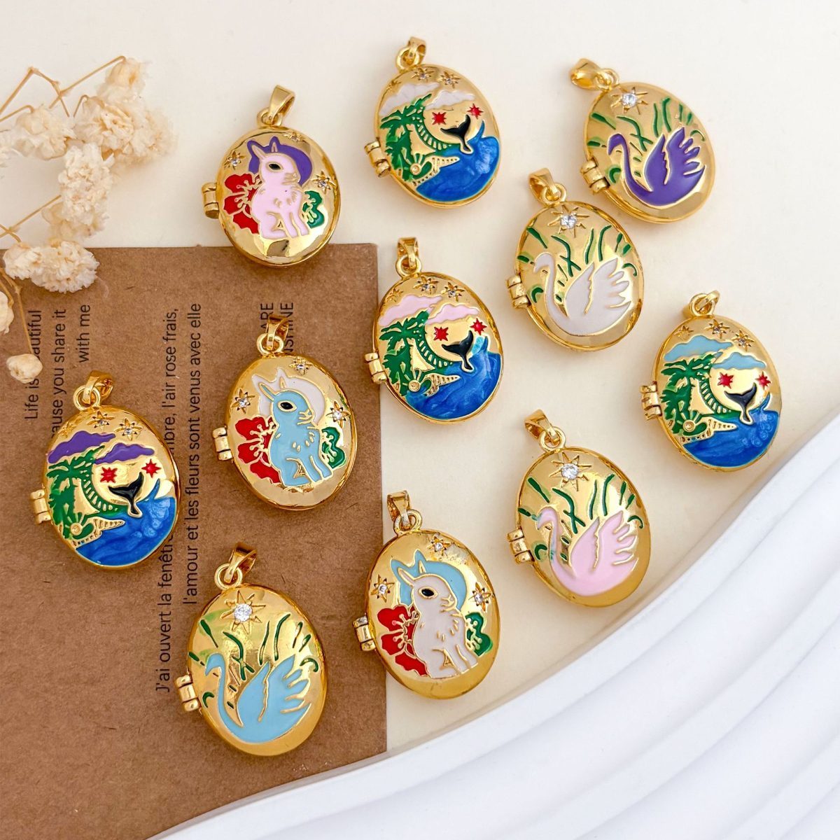 Enamel Cartoon Bunny Pendants