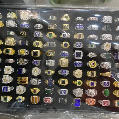 Masonic Multicolor Gemstone Men Signet Rings