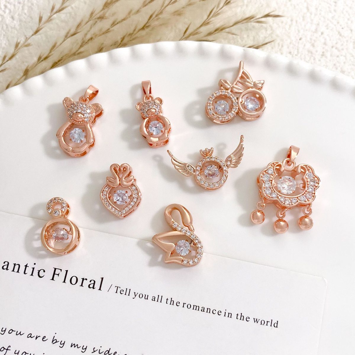 Swan & Goldfish DIY Zircon Pendant