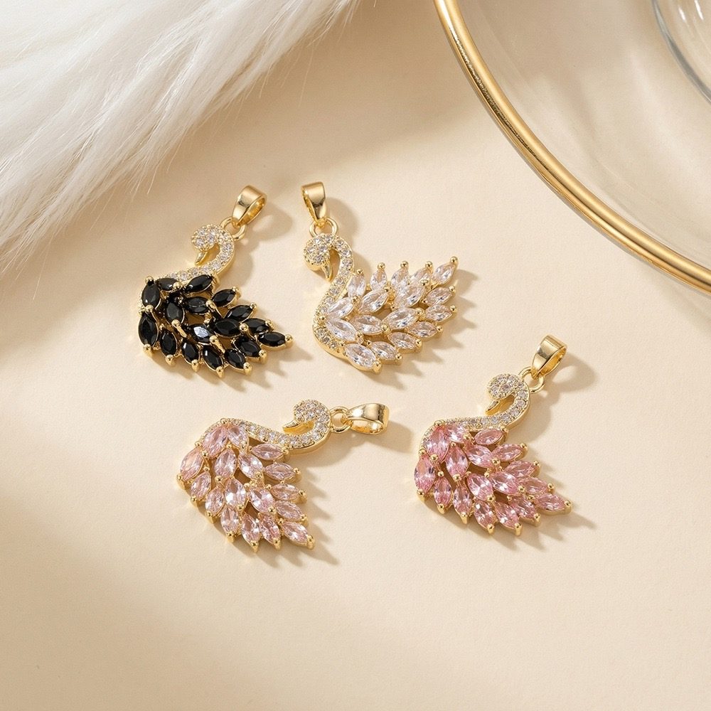 Sparkling Zircon Swan Necklace