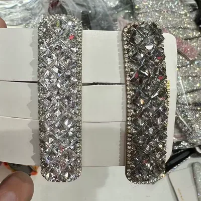 Clear & Smoky Rhinestone Long Rectangle Hair Clip Set