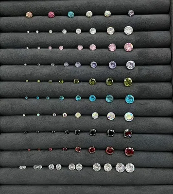 Medical Grade 316L Stainless Steel, 5A Round Cubic Zirconia