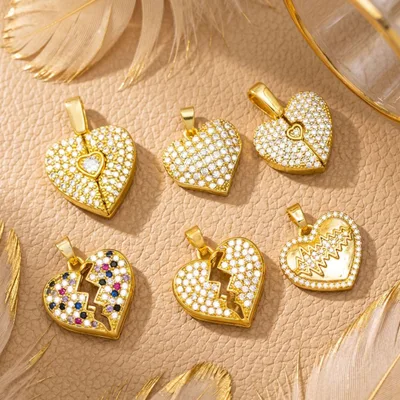 Heart Zircon Inlaid Pendant P191