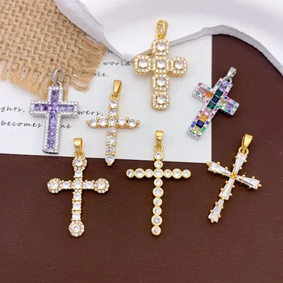 18K Gold Plated Cross Zircon Pendant